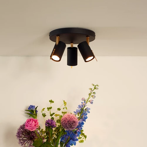 Lucide GRONY - Spot plafond - LED Dim to warm - GU10 - 3x5W 2200K/3000K - Noir - ambiance 1